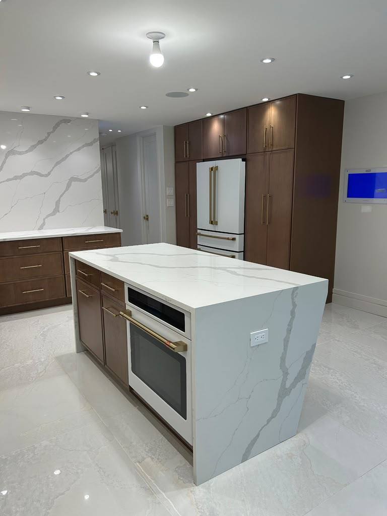 Tall kitchen cabinetry detail